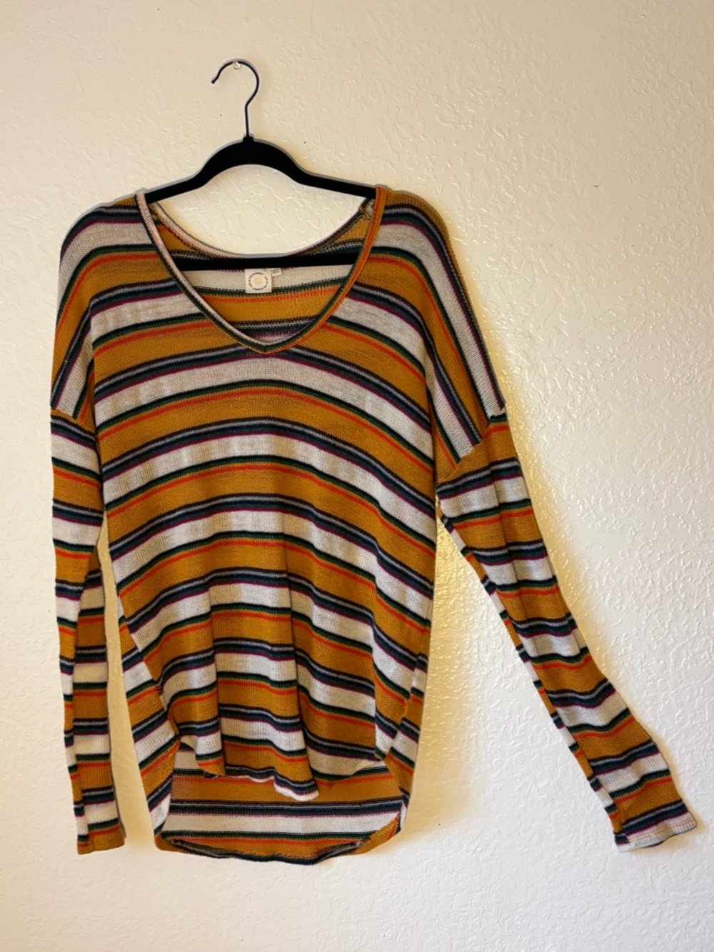 Live In The Moment | Size L | Striped V-Neck Knit Sweater